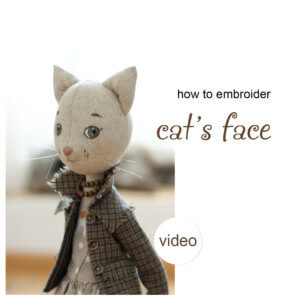 how to embroider doll cat's face