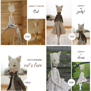 Doll cat and it's clothes patterns