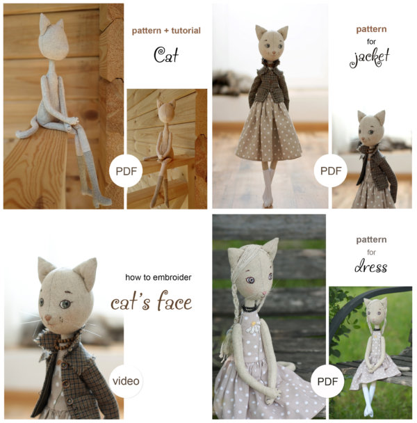 Doll cat and it's clothes patterns